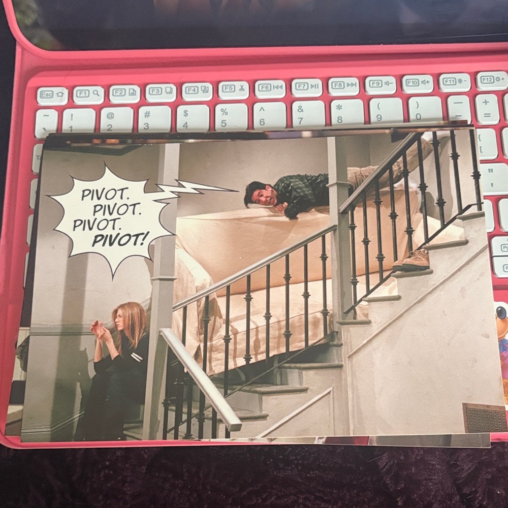 FRIENDS Pivot! Comic-Style Print Post Card with Staircase Scene